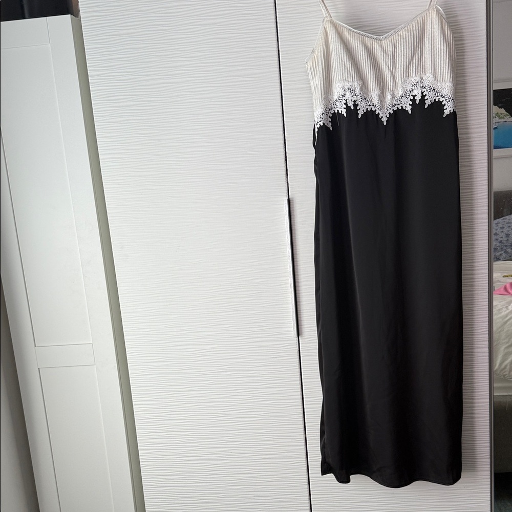 SHEIN Black and White Lace Slip Dress
